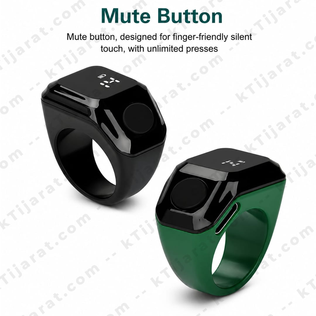 Ktijarat Smart Digital Zikr Counter Ring | Rechargeable Electronic Tasbih Ring with OLED Display | Silent Touch Prayer Counter