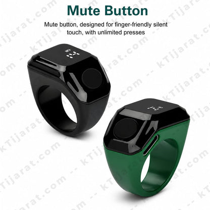 Ktijarat Smart Digital Zikr Counter Ring | Rechargeable Electronic Tasbih Ring with OLED Display | Silent Touch Prayer Counter