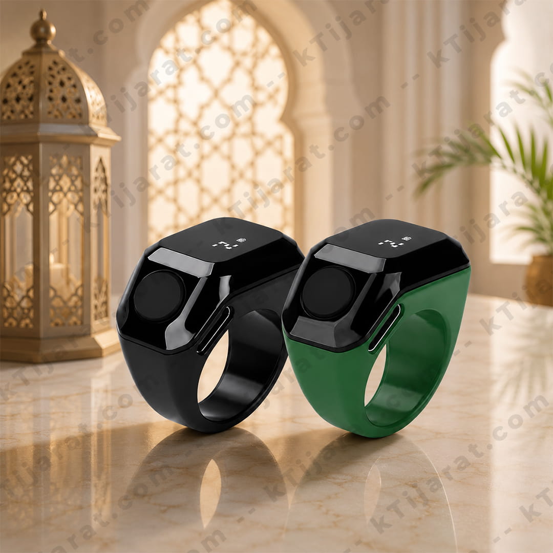 Ktijarat Smart Digital Zikr Counter Ring | Rechargeable Electronic Tasbih Ring with OLED Display | Silent Touch Prayer Counter