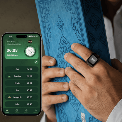 Ktijarat Smart Digital Zikr Counter Ring | Rechargeable Electronic Tasbih Ring with OLED Display | Silent Touch Prayer Counter