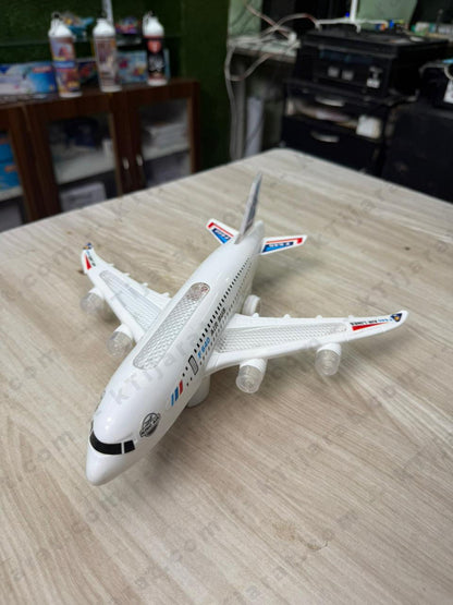 Labbaik Airplane Toy for Kids with LED Flashing Lights and Sound Effects - 360 Degree Rotating Airbus Gift