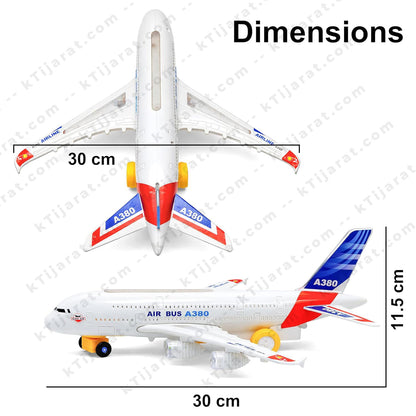 Labbaik Airplane Toy for Kids with LED Flashing Lights and Sound Effects - 360 Degree Rotating Airbus Gift