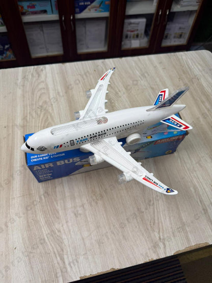 Labbaik Airplane Toy for Kids with LED Flashing Lights and Sound Effects - 360 Degree Rotating Airbus Gift