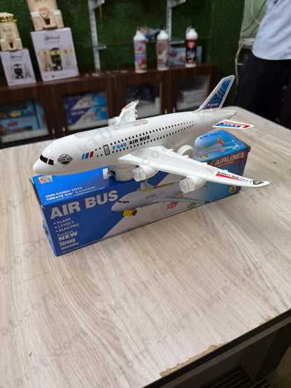 Labbaik Airplane Toy for Kids with LED Flashing Lights and Sound Effects - 360 Degree Rotating Airbus Gift