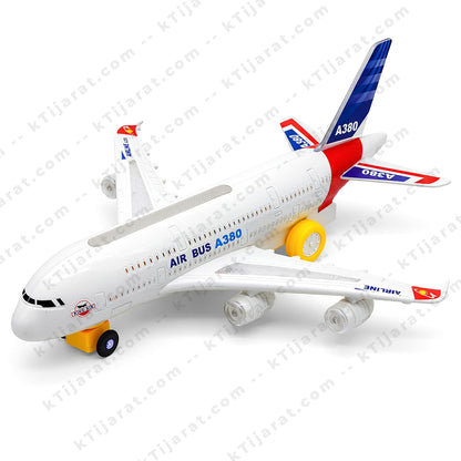 Labbaik Airplane Toy for Kids with LED Flashing Lights and Sound Effects - 360 Degree Rotating Airbus Gift