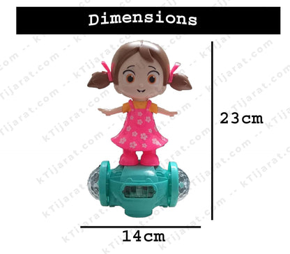 Labbaik 360 Degree Rotating sound Girl Toy, Doll with Flashing Lights & Bump and Go Action, Activity Play Center Toy for Kid