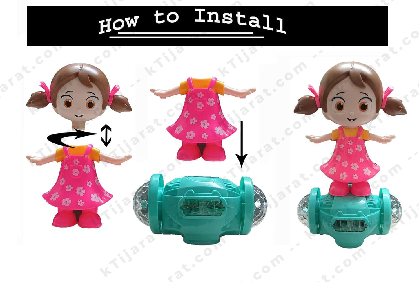 Labbaik 360 Degree Rotating sound Girl Toy, Doll with Flashing Lights & Bump and Go Action, Activity Play Center Toy for Kid