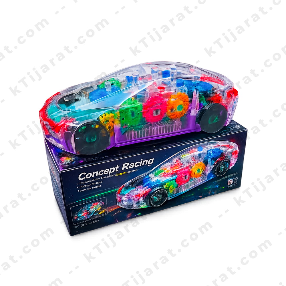 Labbaik Islamic Car Transparent Gear Toy with LED Lights, Sound & Bump and Go Action