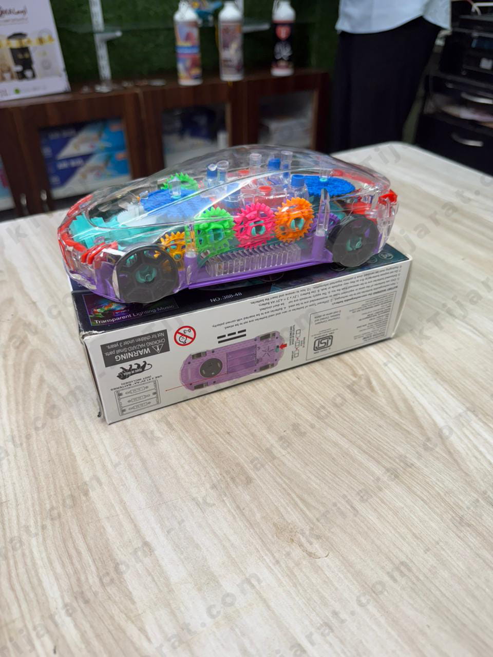 Labbaik Islamic Car Transparent Gear Toy with LED Lights, Sound & Bump and Go Action