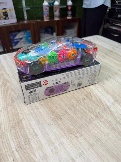 Labbaik Islamic Car Transparent Gear Toy with LED Lights, Sound & Bump and Go Action