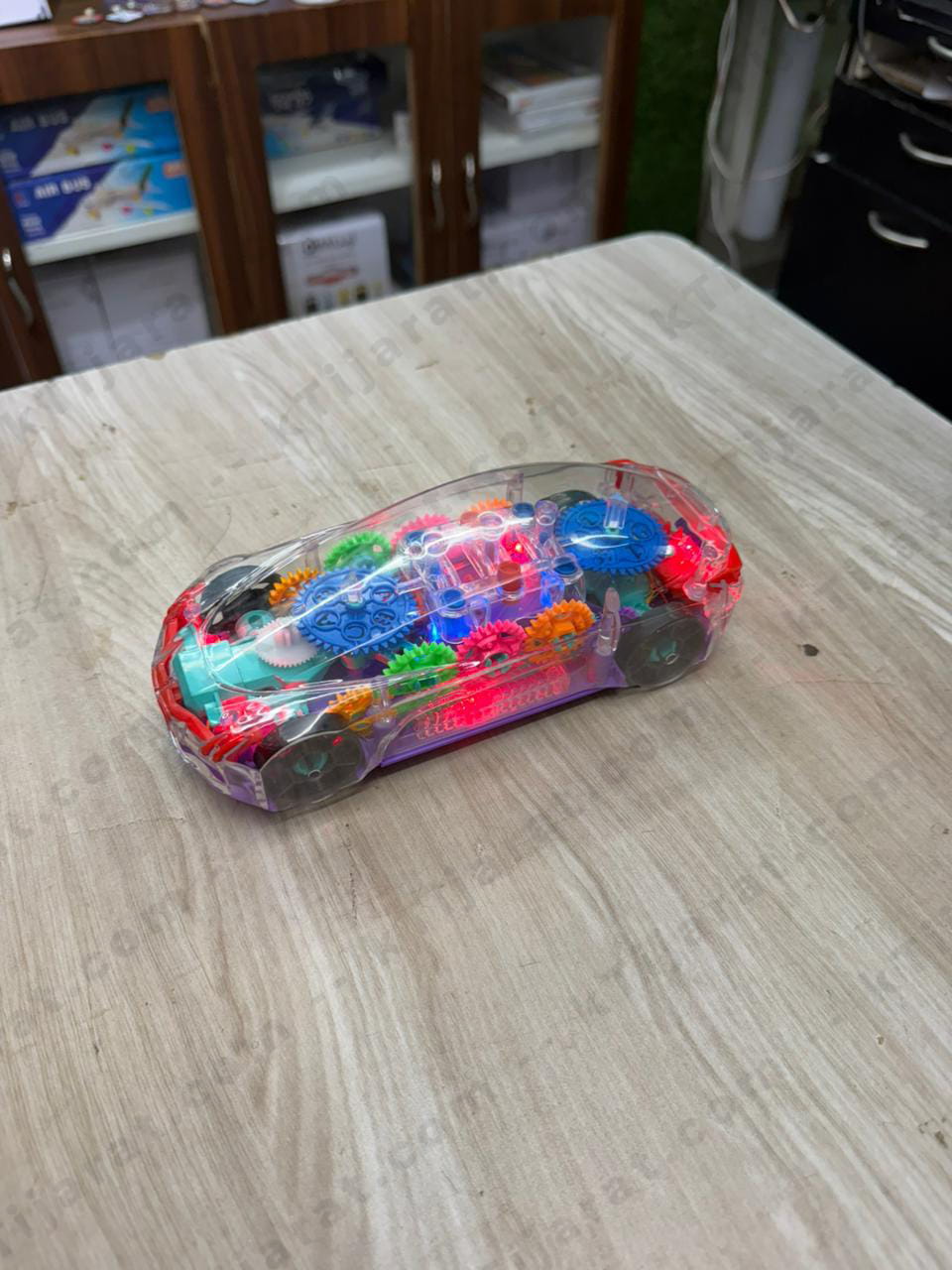 Labbaik Islamic Car Transparent Gear Toy with LED Lights, Sound & Bump and Go Action