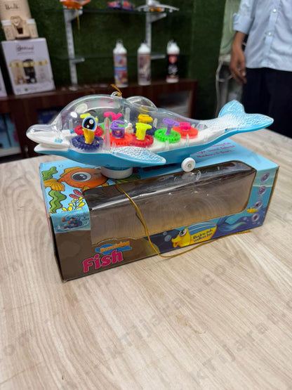 Labbaik Islamic Gear Fish Toy with Transparent Body, Rotating Colourful Gears, Light and Sound Effects, Bump and Go Action, for Ages 3+ |